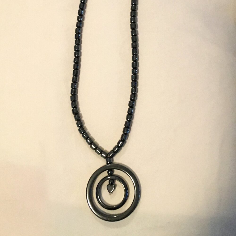 Vintage grey necklace with heart pendant